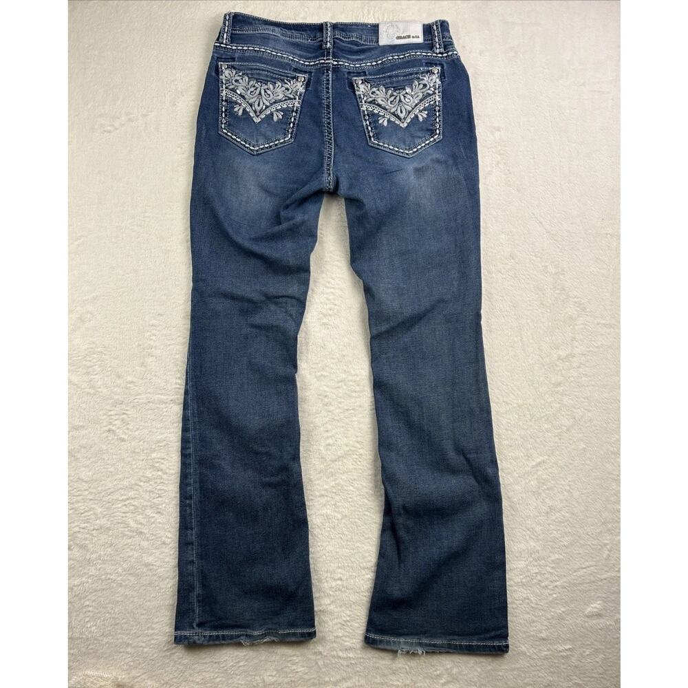 Grace in La Women's Bootcut Jeans Blue White, Embroidered, Womens Size 30